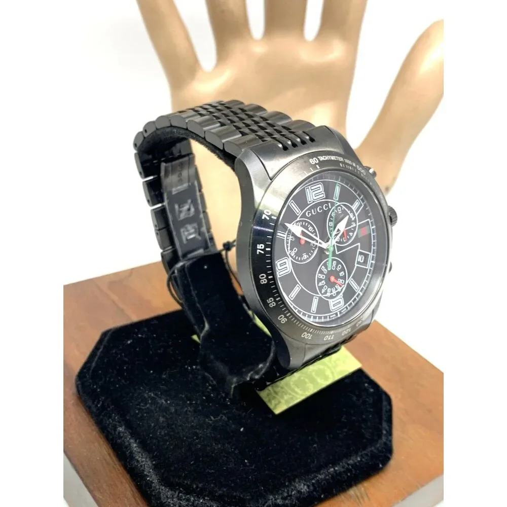 Gucci Men's Watch YA126217 G-Timeless Swiss Quartz Chronograph Black Steel 46mm